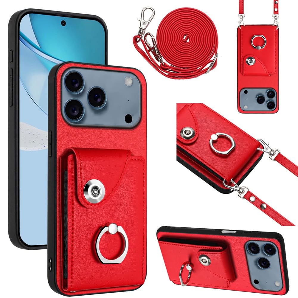 Étui iPhone 15 Plus rouge luxe rabat cuir et silicone rigide