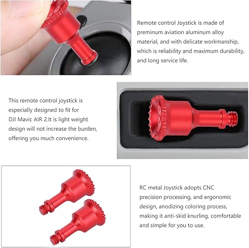 Miniatura 5 de Joystick de control remoto, reemplazo de metal para drones basculantes de pulgar, reemplazo de actualización compatible con Mavic AIR 2 (Rosso)