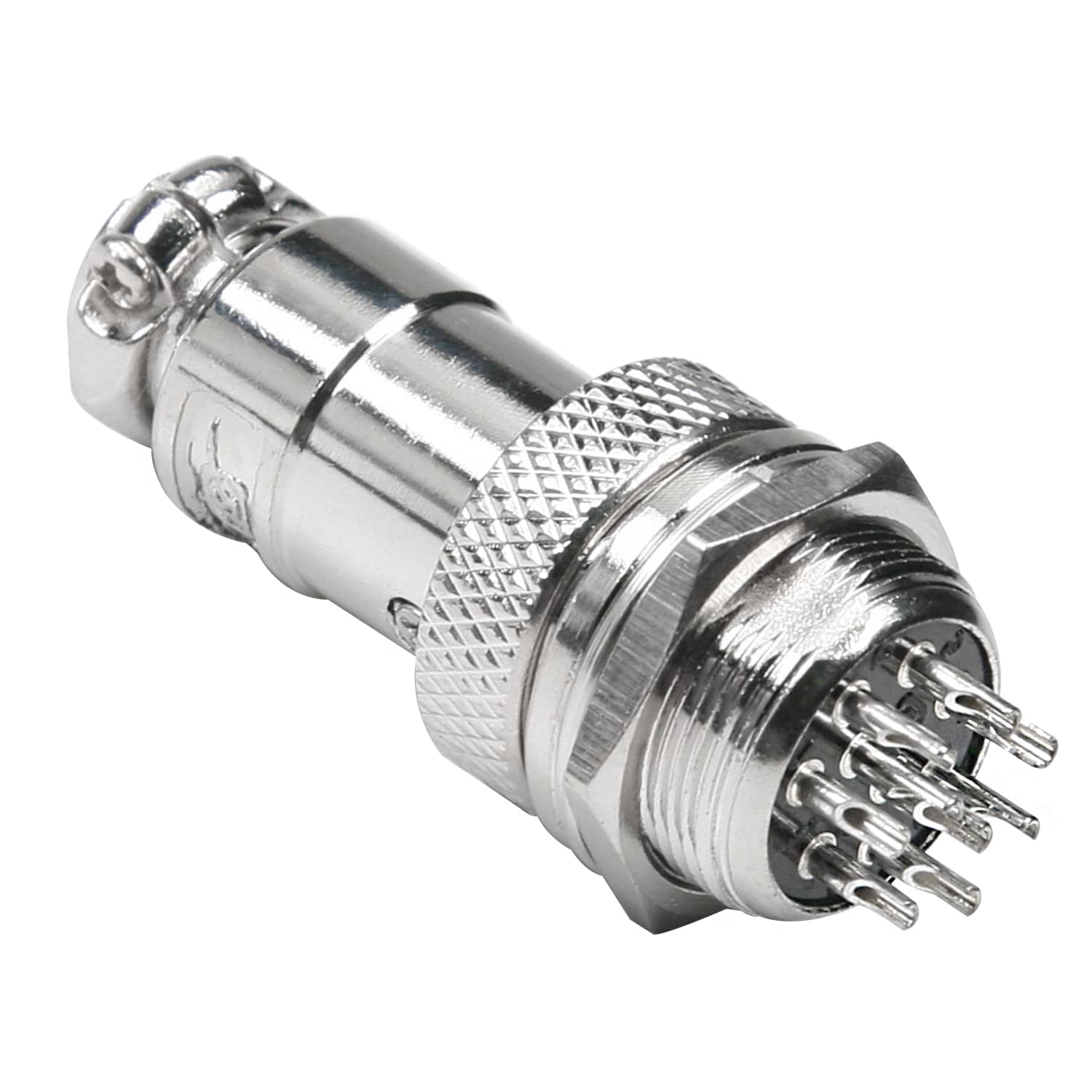 Heyiarbeit Aviation Connector 8P 5A 125V Male Female Wire Panel Power Chassis Waterproof Metal Fittings Connector Aviation 16M-8 for Electronic Connector Silver Black Tone 5Pcs