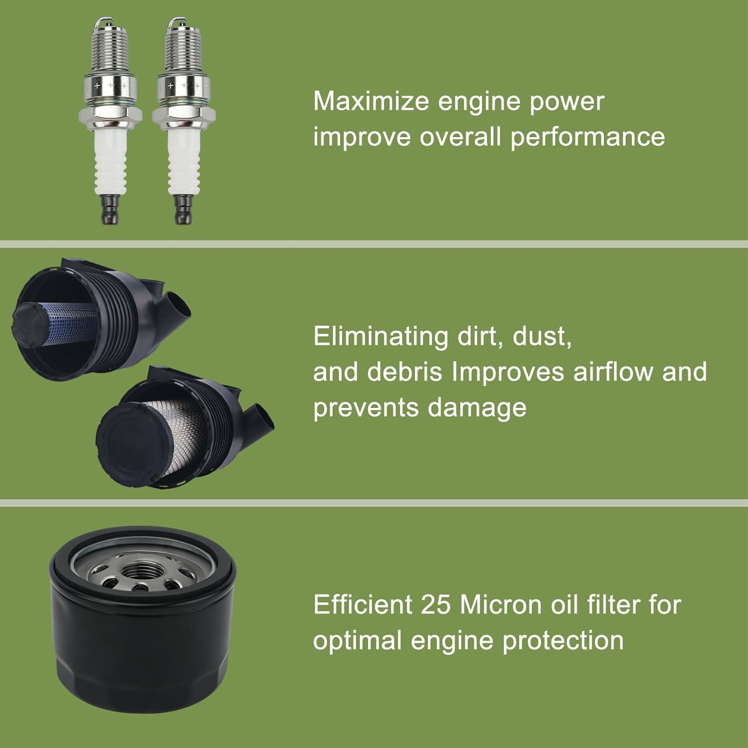 Mower Maintenance Tune Up Kit with Outer Air Filter Element Cleaners Air Filter Canister Compatible with Kawasaki FX651V FX691V FX730V FX751V FX801V Replaces Filter kit