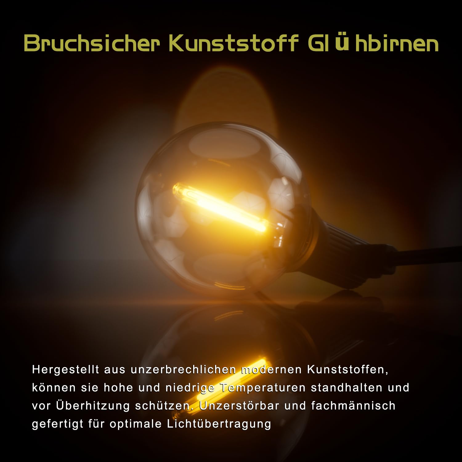 Kawaya 30M Lichterkette Außen LED mit 50+2 G40 Glühbirnen, IP65 Wasserdicht | Outdoor Lichterkette Aussen Strom Bruchsicheren Warmweiß Balkon Lichterketten für Terrasse Garten Hochzeit Hinterhof