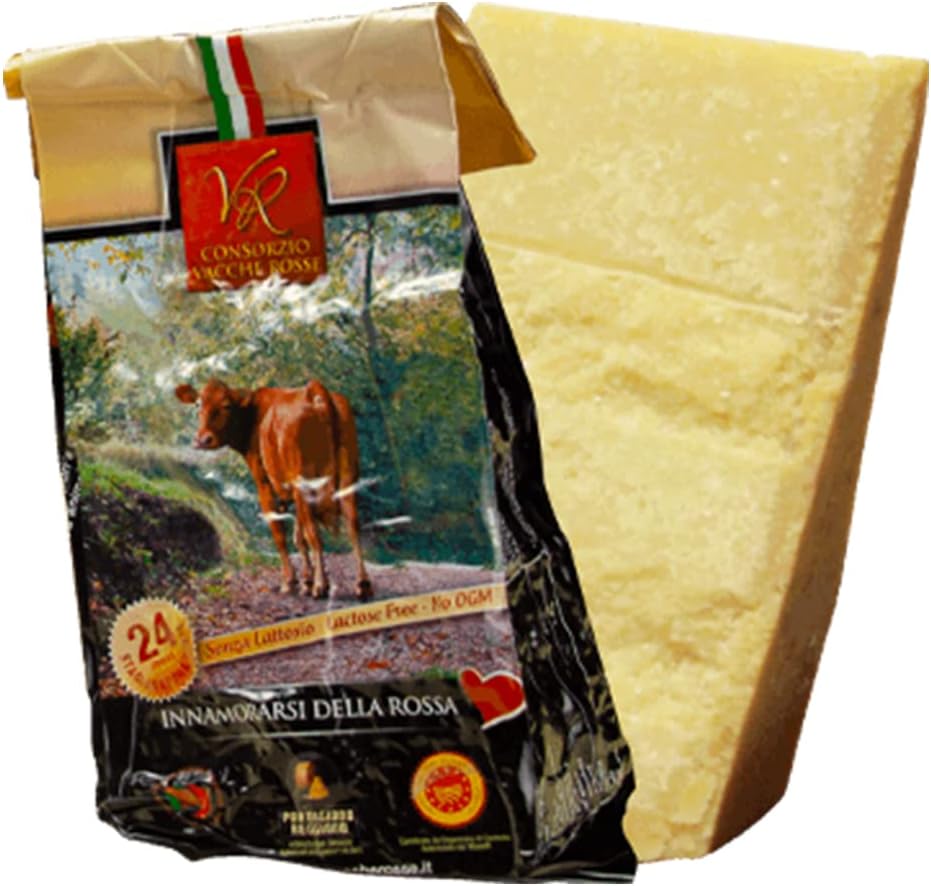 Parmigiano Reggiano PDO "VACCHE ROSSE/RED COWS" + Cotton freshness sack, seasoned 24 months, 2.2 lbs PRODUCED BY: CONSORZIO VACCHE ROSSE