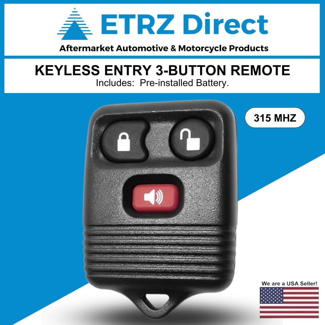 ETRZ Direct Keyless Entry 3 Button Remote Key Fob, Black, Compatible with Ford F-Series F150 F250, Lincoln, Mercury