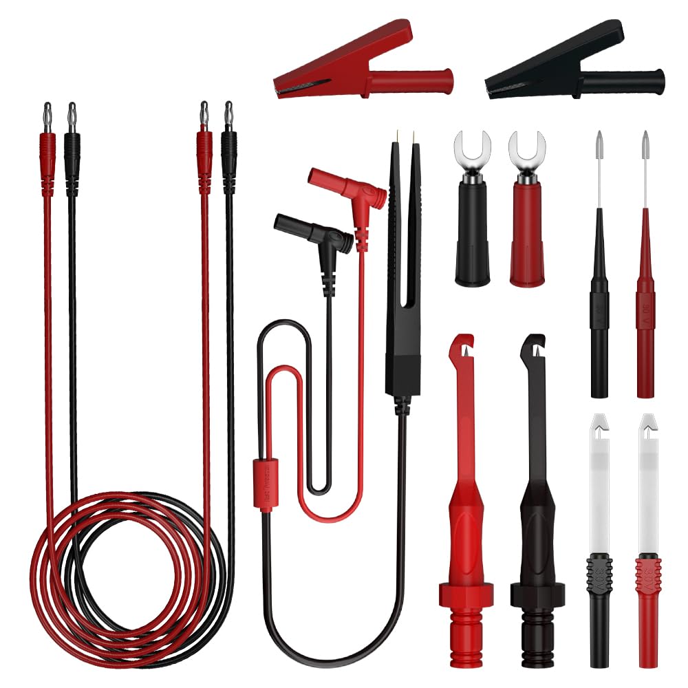 13pcs 4mm Banana PlugTest Leads Kit Digital Electrical Test Probes Set Fully Insulated Alligator Clips Test Tweezer Wire-Piercing Back Probe Pin 0079