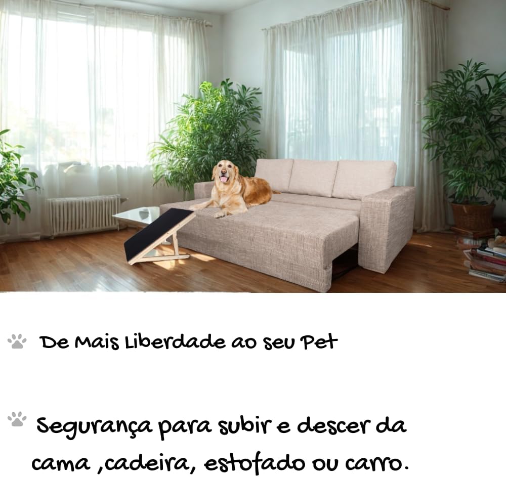 Rampa Pet Com 3 níveis de Regulagem Em Madeira Antiderrapante para Cães e Gatos Porte Pequeno Ao Grande – Suporta até 25kg, Luma Pet - Madeira Rampa Pet Com 3 níveis de Regulagem Em Madeira Antiderrapante para Cães e Gatos Porte Pequeno Ao Grande – Suporta até 25kg, Luma Pet - Madeira