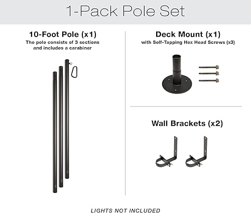 Miniatura 9 de EXCELLO GLOBAL PRODUCTS Postes de luz de cadena de alta calidad, paquete de 2, se extiende hasta 10 pies, montaje en cubierta (madera/hormigón)
