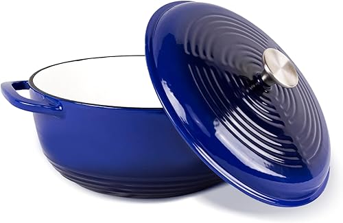 Miniatura 8 de AILIBOO Olla holandesa de hierro fundido esmaltado con tapa, horno holandés antiadherente de larga duración con revestimiento de esmalte de 3.7