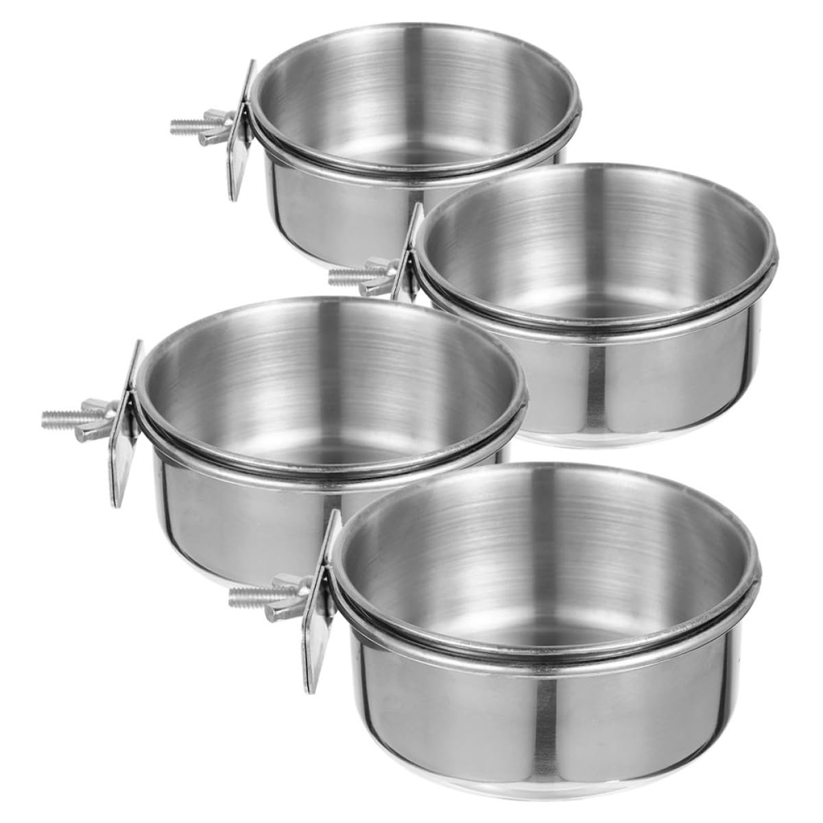 Gamelles en acier inoxydable pour oiseaux Homoyoyo lot de 4 bols amovibles argentés pour cage