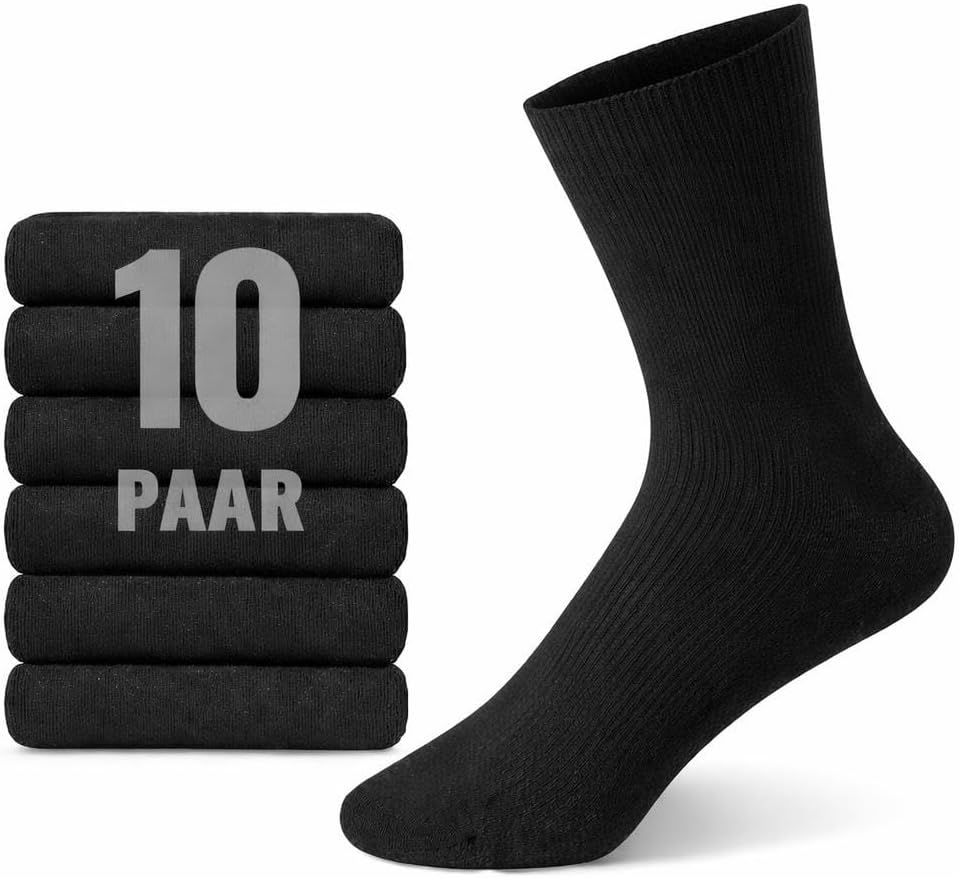 Cocain underwear 10-100 paar zwarte dames- en herensokken zonder rubber, 100% katoen, ook als korte sokken leverbaar, 47/50 EU