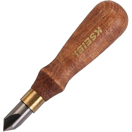 KSEIBI Precision Hand Countersink & debarring Tool with Beautiful Curly Beech-Wood Handle and Solid Brass ferrules Hand Reamer.