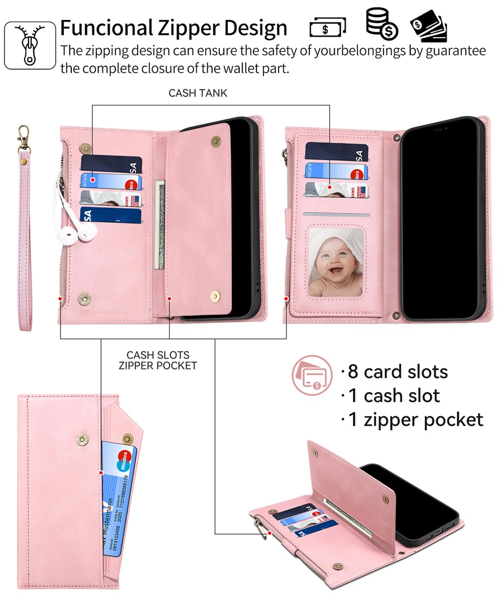 Saturcase Custodia A Portafoglio Per Huawei P40 Lite, PU Rosa Con Disegni Gatto E Cane, Chiusura Magnetica, Tasche Per Carte, Cinturino