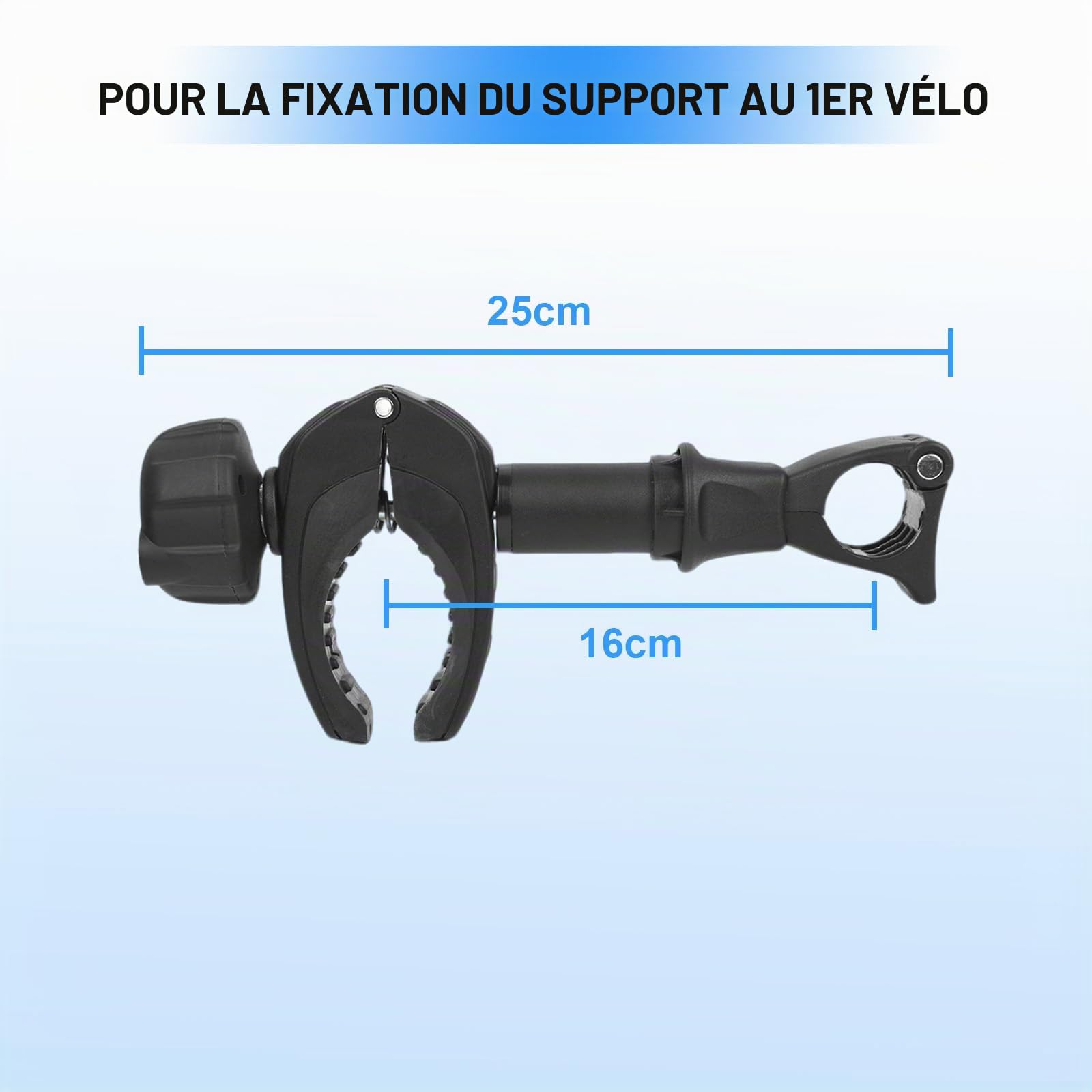 TEOV Support de Cadre Court 25 cm de Longueur, Support de vélo, Pince de Fixation pour Camping-Car, verrouillable, pour Tube de Support en U