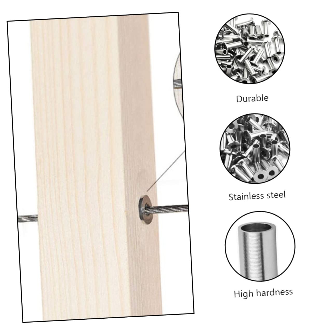 POPETPOP 65pcs Stainless Steel Deck Cable Protective Sleeves with Drill Bit Balustrade Cable Protector for Railing Projects