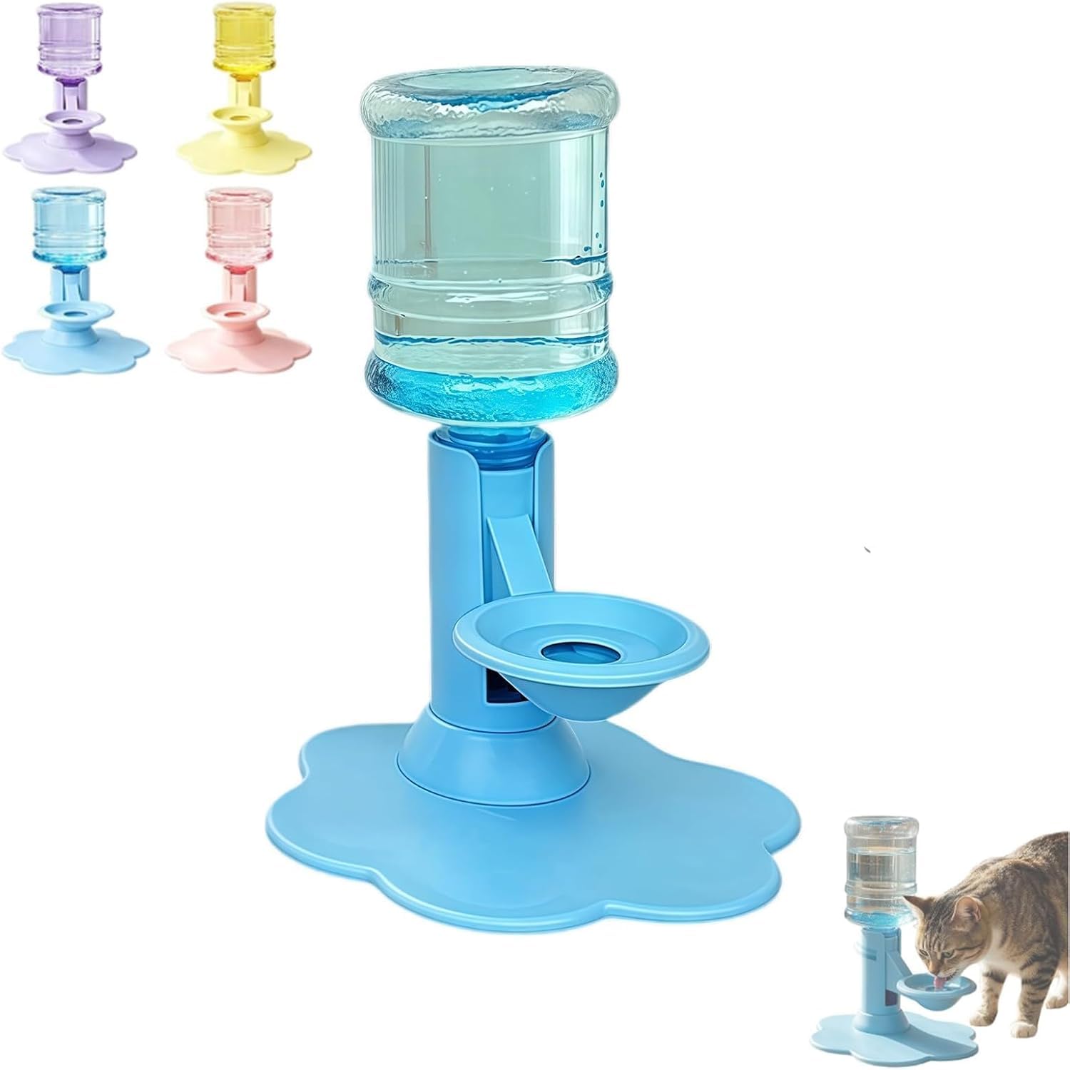 Elevated Cat Water Dispenser, Adjustable Pet Water Bowl Stand With Auto-Refill And Spill-Proof Design, Detachable Bowl For Easy Cleaning, For Indoor And Outdoor，Blue
