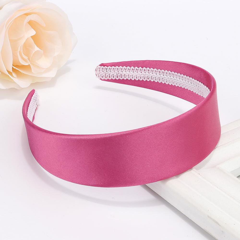 Amazon.com : AHONEY Hot Pink Headband for Women Satin Silk  display picture 3