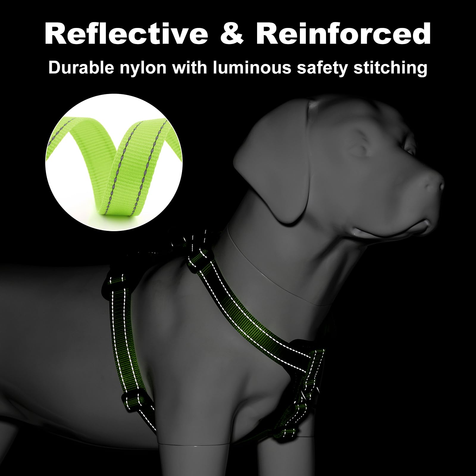 Plutus Pet Adjustable No Pull Dog Harness with Leather Accents, Heavy Duty Reflective Nylon Vest for Training Hiking - Image 4