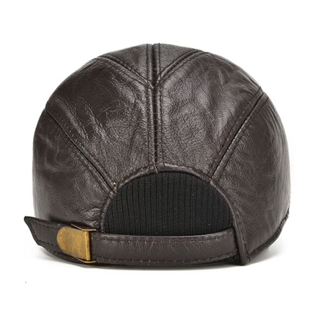 Berretto da Baseball in Pelle con paraorecchie Cappello da papà Casual da Uomo Cappello da Camionista da Esterno Regolabile Cappello da Guida da Golf Autunno Inverno Household faucets