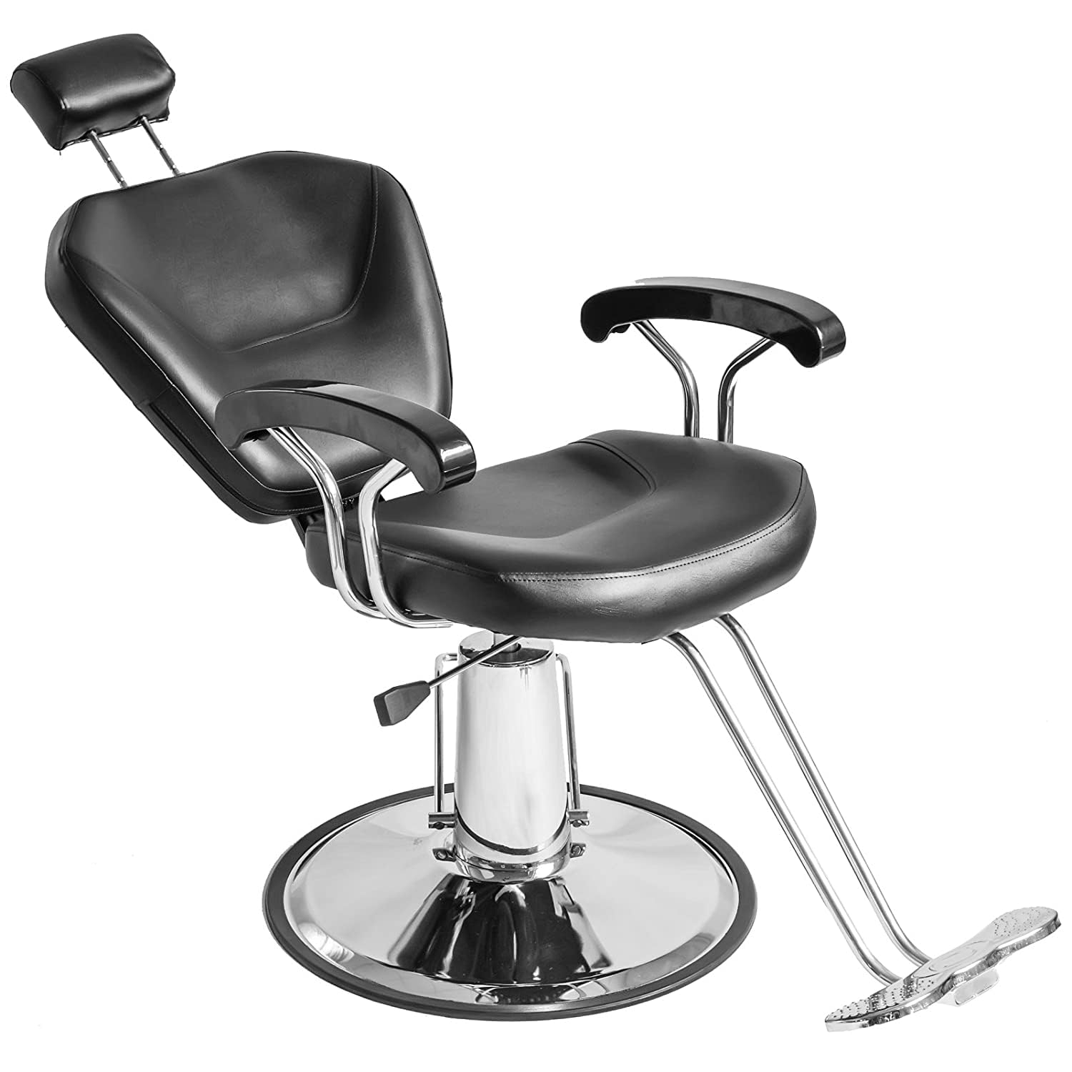 Sillón Peluquería Barbería Maquillaje Tapizado PU Giratorio 360 grados Ajustable Color Negro Hidráulica