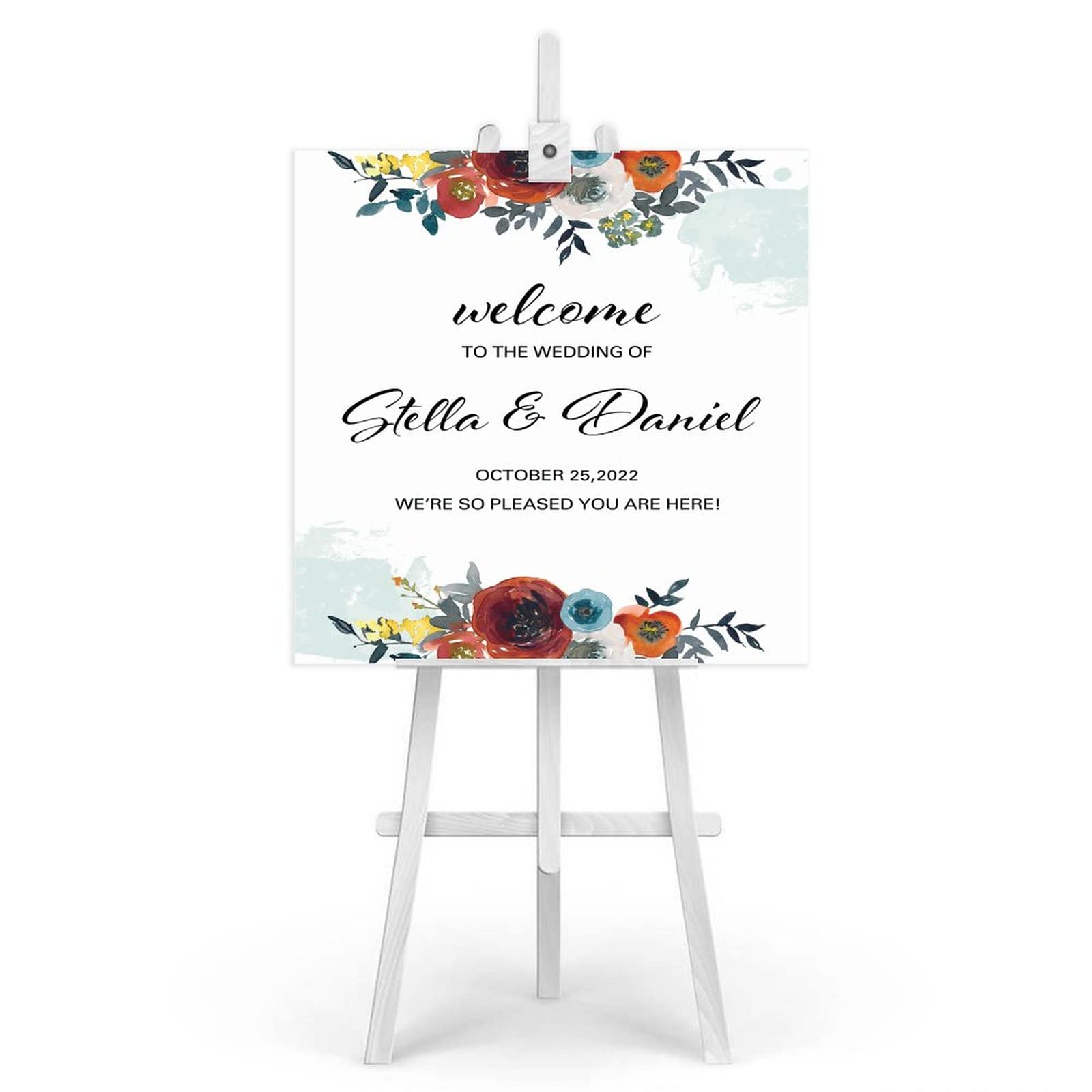 Welcome to Our Wedding Sign Drewniany znak powitalny Welcome to Our Wedding Sign Spersonalizowany znak powitalny na wesele 50 x 50 cm