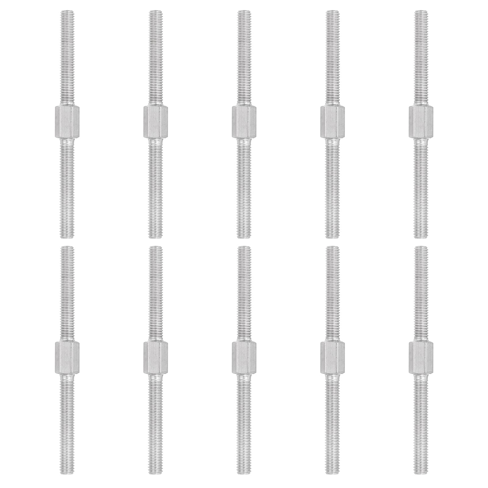 PATIKIL M5x70mm Double End Threaded Stud Screw, 10pcs 304 Stainless Steel Hex Bolt Left and Right Hand Threaded Rod Bar Adapter for Furniture Hardware, House Maintenance — image 1