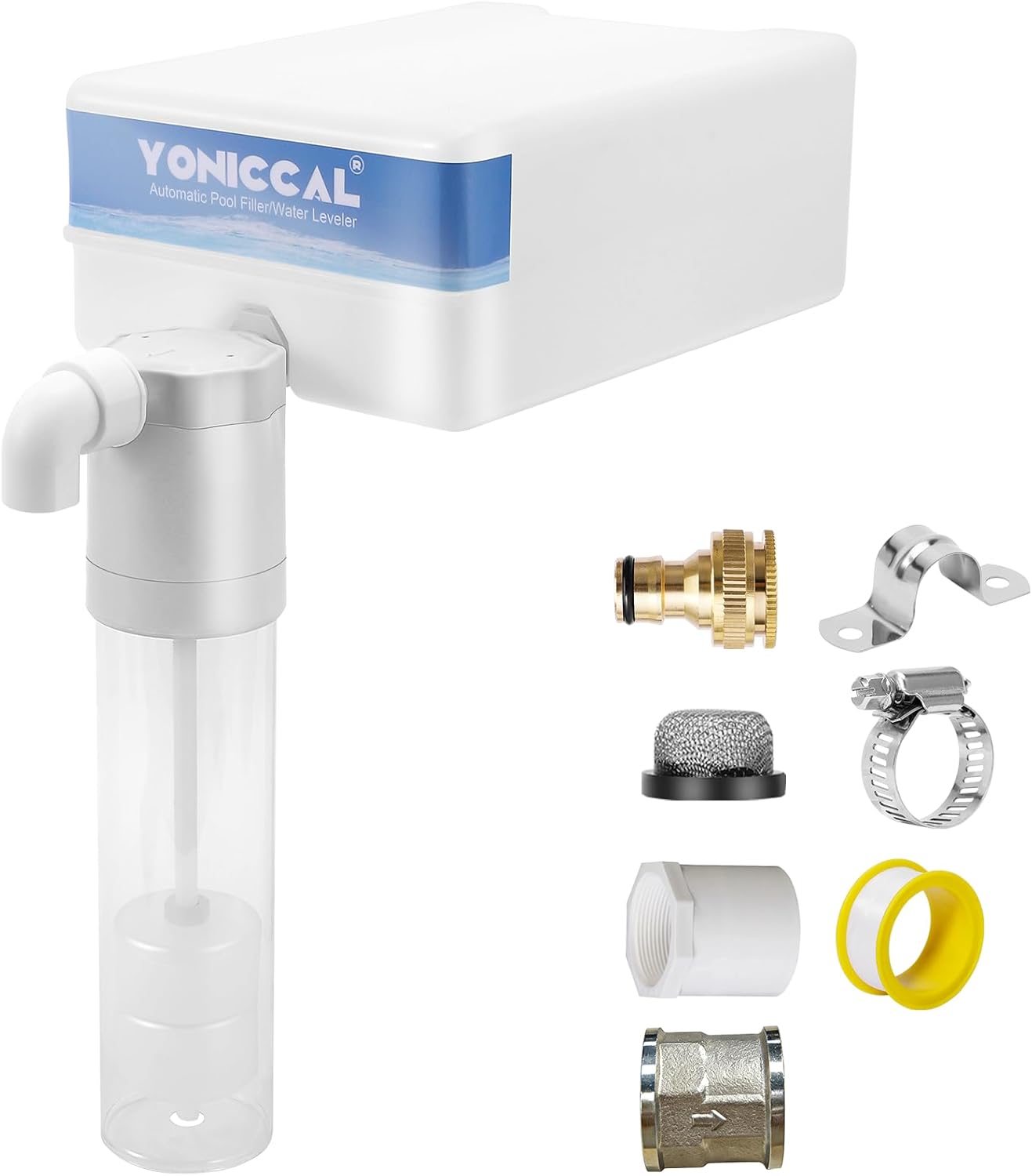 Pool Filler Automatic Pool Fill Water Leveler auto Filler Water Level Control (3/4'' Grey with White Box)