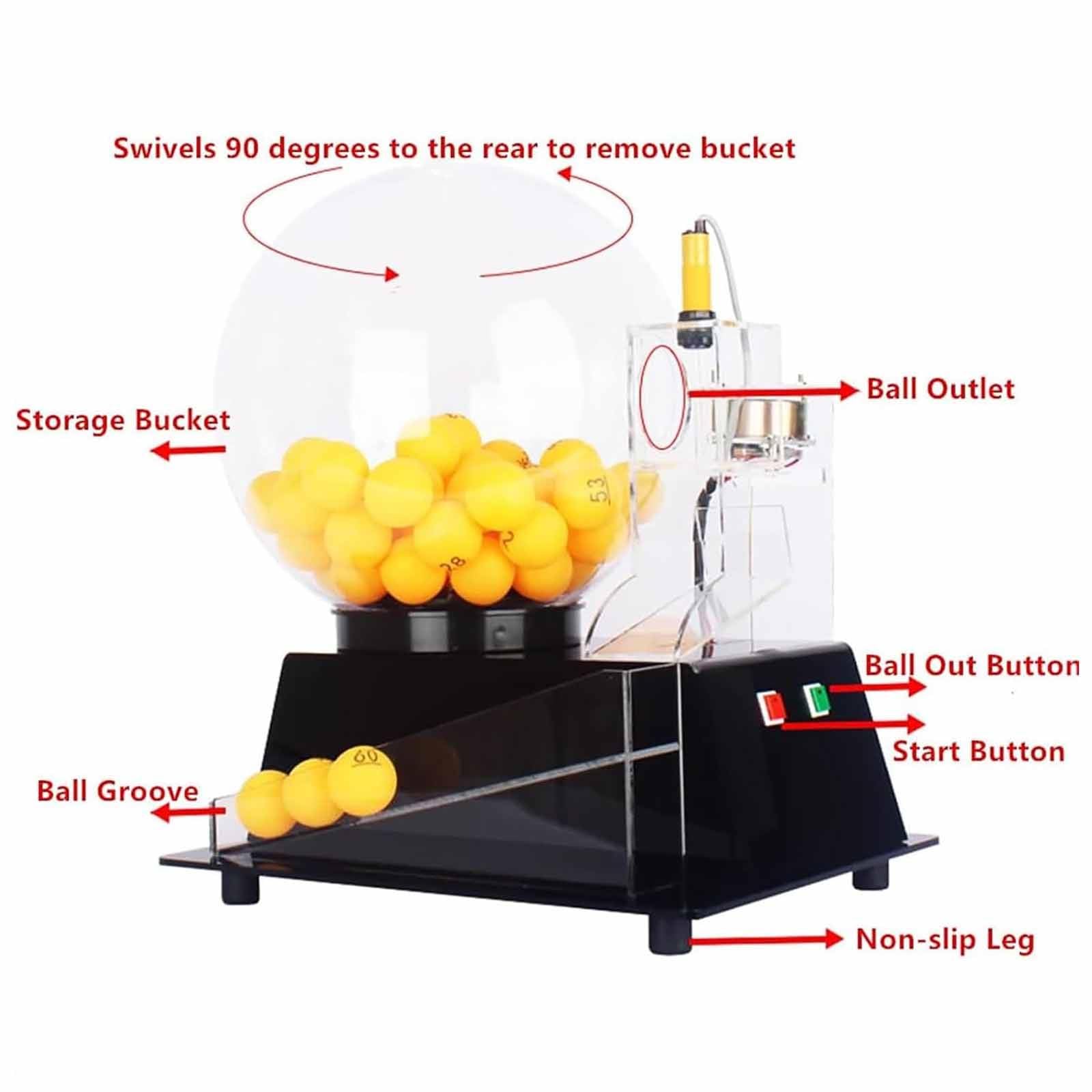 PixCy Appareil De Loterie électrique Jouets De Table De Bar Mini Machine De Jeux De Loto Machine à Boules De Loterie Jouets De Jeu De Bingo Abdos Articles De Fête Portable,Black-100balls