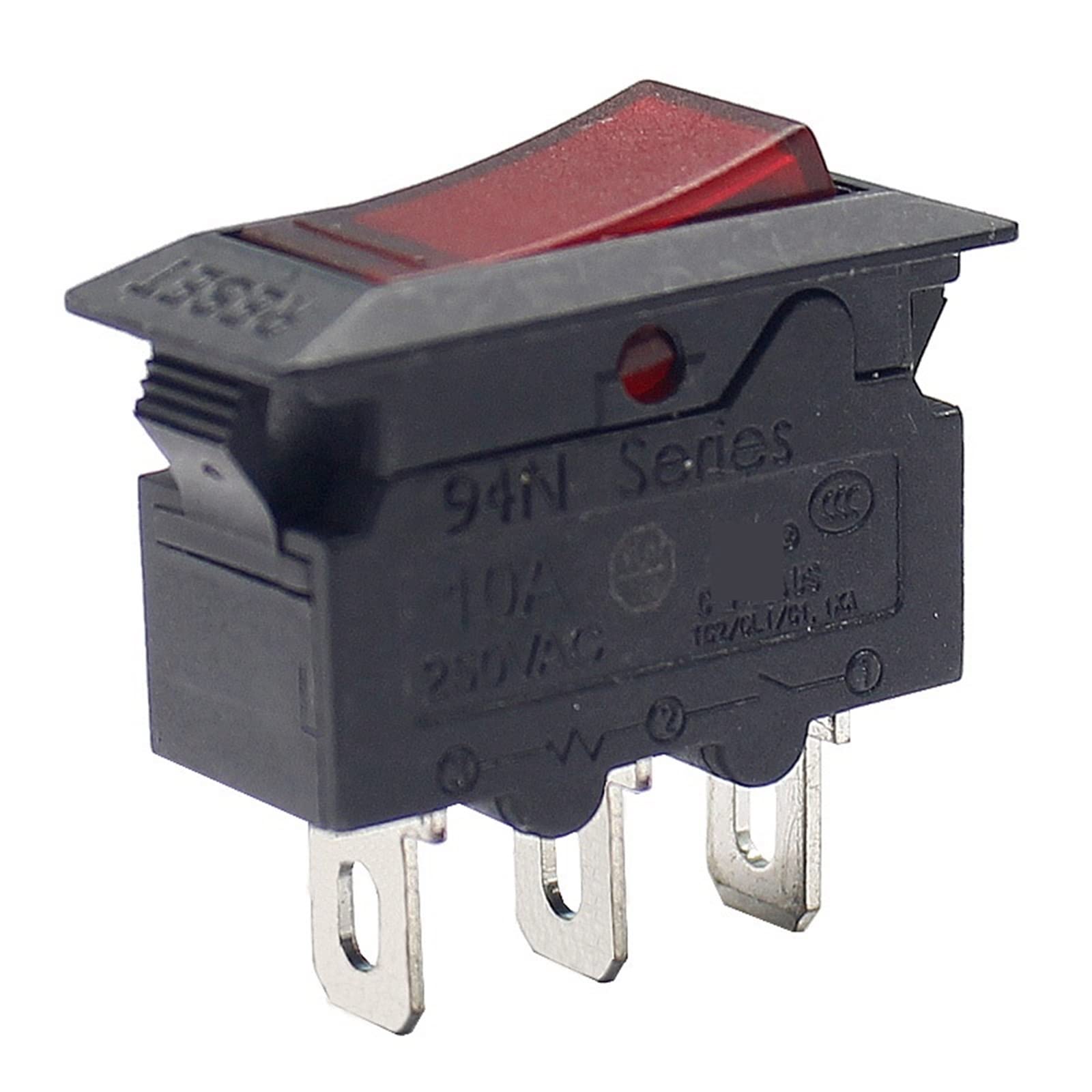 Interruptor basculante 15A con luz roja y disyuntor de protección contra sobrecarga 7