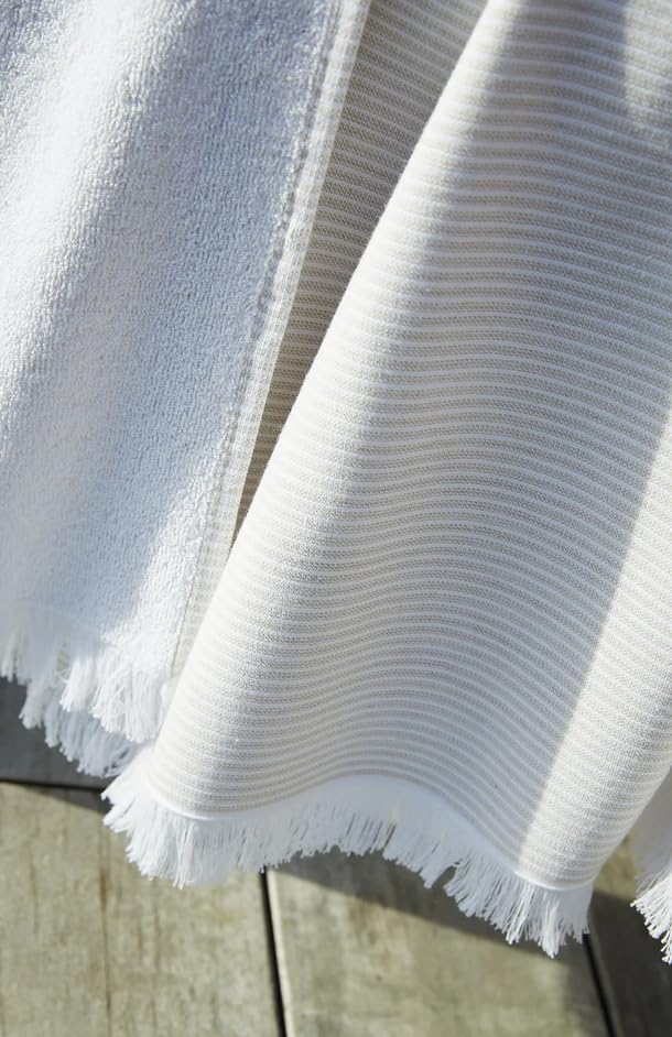 Fouta Plage 95x180cm L’Effet Papillon® - Fouta Eponge en Coton tissé avec Franges [ Drap de Plage ] (Sable)