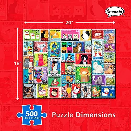 Puzzle Re-marks Cat Postage-Stamp Collage, 500 piezas para todas las edades miniatura 3