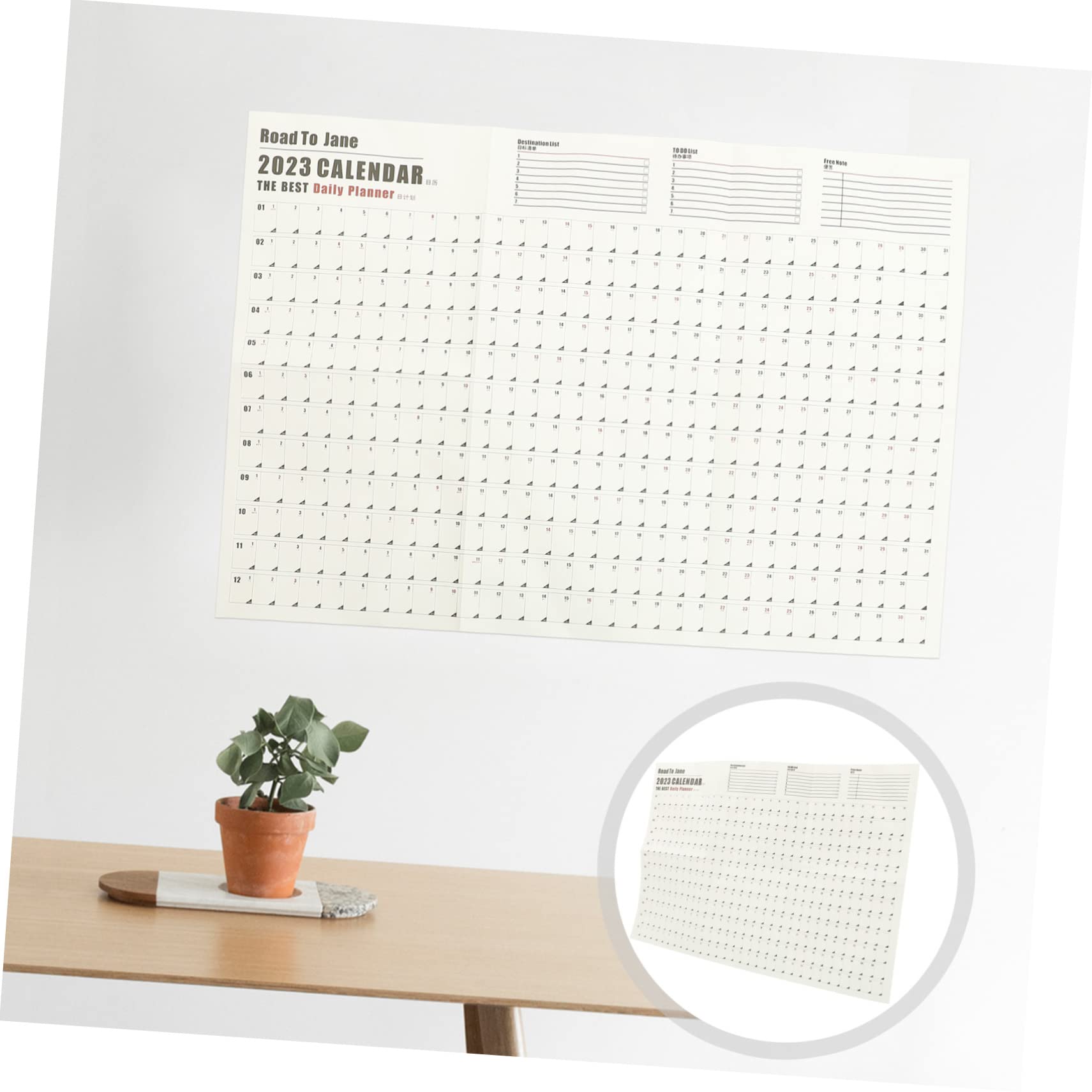 Tofficu 5pezzi Calendario Muro Pianificatore Annuale Carta Design Semplice e Fresco Per Pianificazione Quotidiana e Obiettivi Annuali