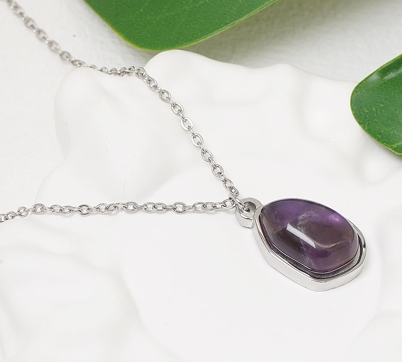 Stone Pendant Necklaces Gemstone Dangle Necklace 18K Gold Plated Teardrop Pendant Necklace for Women - Image 4