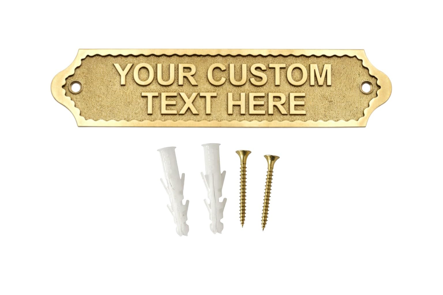 Customisable Solid Brass Door Name Plaque 22x5cm – Personalised Engraved Sign Plate for Home, Office, Business, Memorial, Gift, Wall Door Signage for Indoor or Outdoor Identification