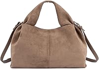 PHILOMENA Women's Faux Suede Hobo Bag - Vintage Half-Moon Shoulder Tote, Caramel Brown Purse for Everyday Elegance