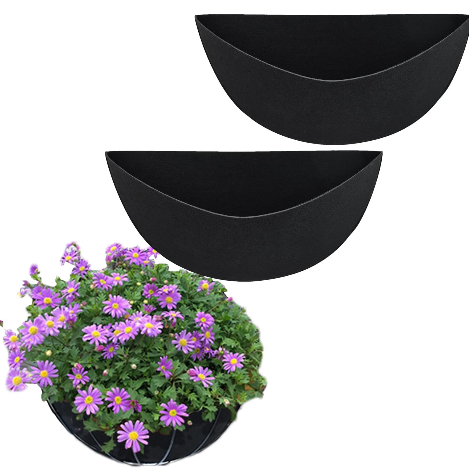 3 Half Round Planter Liner, 12/14/16 Inch Felt Trough Planter Liners, Outdoor Planter Liners, Window Box Liners Black Non-Woven Hanging Plant Liner For Planter Garden