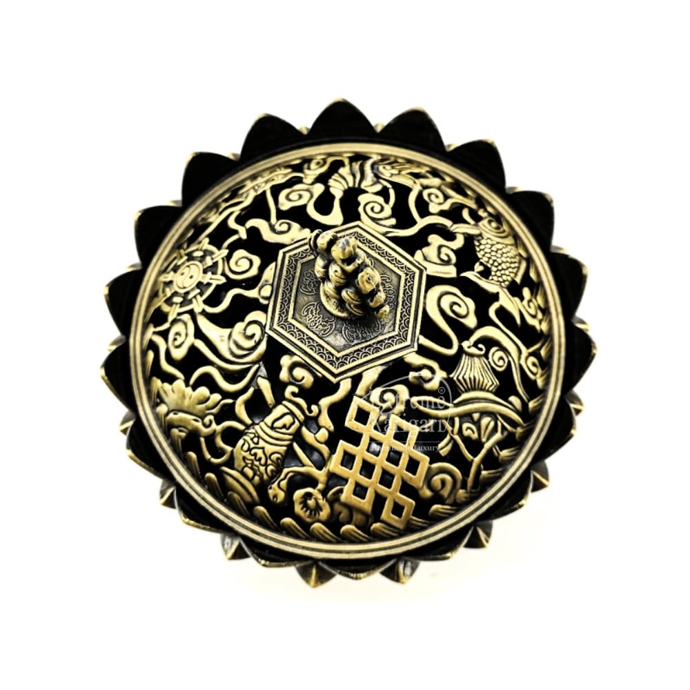 Extreme Karigari Lotus Incense Burner, Bronze, Metal, 10cm x 10cm, Tibetan Style, with Lid, Dhoop Batti, Dhuni Holder for Temple and Home 4