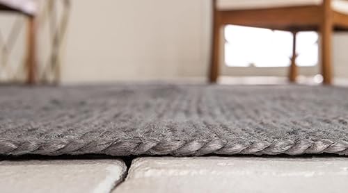 Miniatura 13 de Unique Loom Alfombra trenzada de la colección de yute - Dhaka (2 pies 7 pulgadas x 6 pies 1 pulgada, color gris)