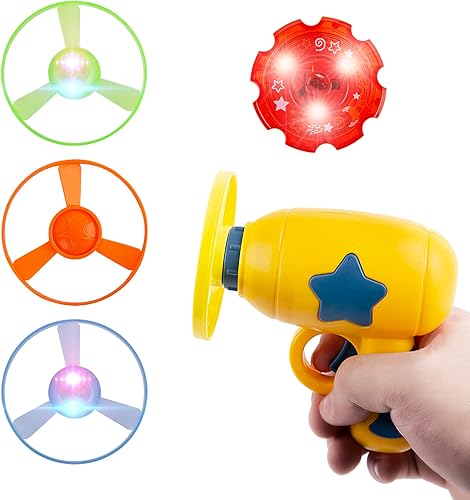 Miniatura 2 de Berry President Juguete de platillo volador, juego de lanzamiento de disco volador con luz de flash giratoria, juguete giratorio para interiores y