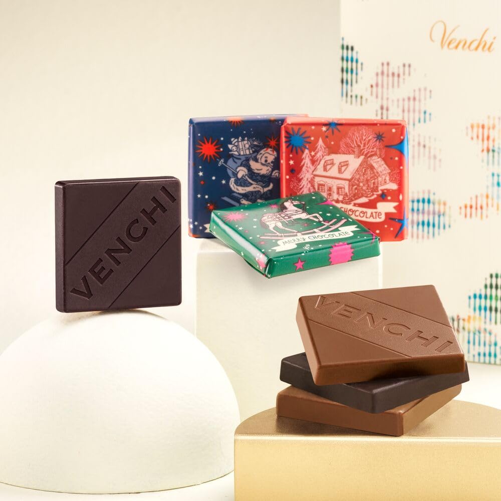 Venchi - Colección Navidad Granblend Natale surtidos, 1 kg - Bombones motivo navideño - Marcador de lugar - Idea de regalo - Sin gluten