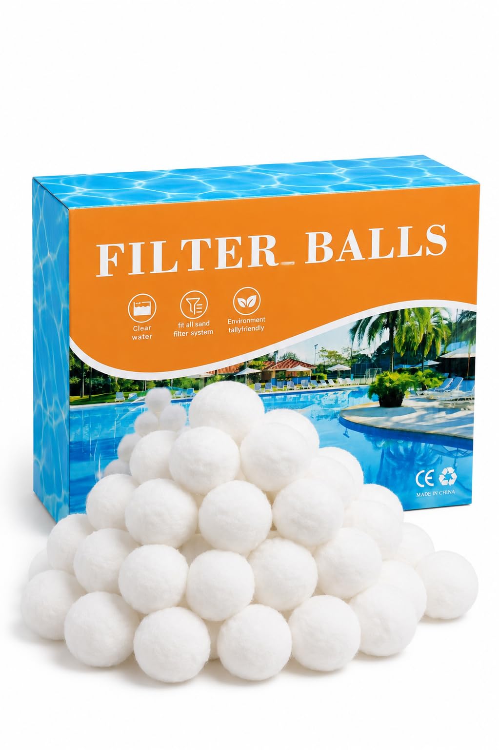 3 lbs Pool-Filterbälle für Sandfilter, wiederverwendbare Pool-Sand-Filterbälle, effiziente Pool-Faser-Filterbälle, blaue Filtermedienbälle für Pool (entspricht 55lbs Pool-Filter-Sand) (1400g, Blau)