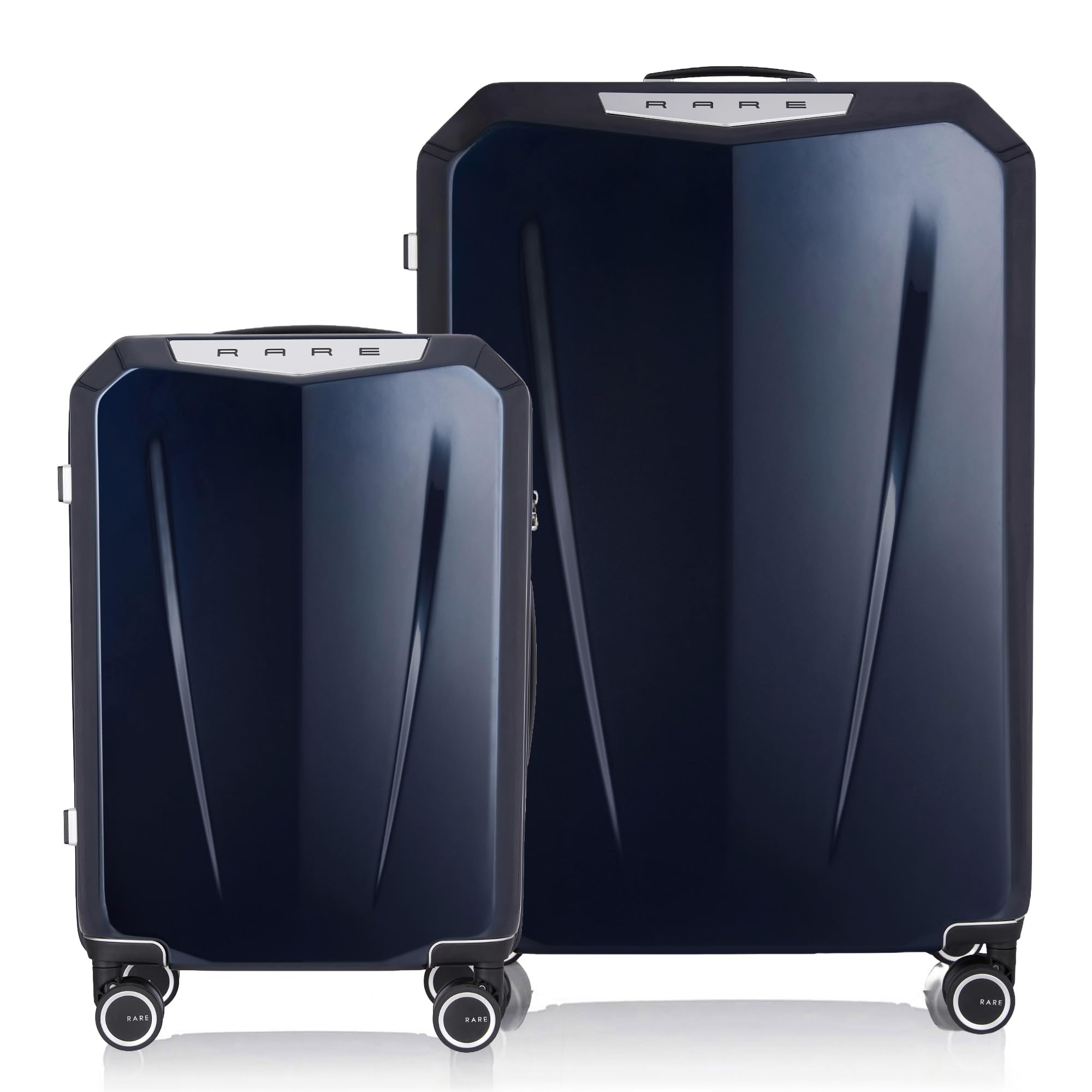 Rare Gallardo 2Pc Set Glossy Blue Hard Trolley Bag Polycarbonate Antiscratch Travel Suitcase with 8 Silent Wheels and a Sturdy TSA Lock - Luggage for Men & Women