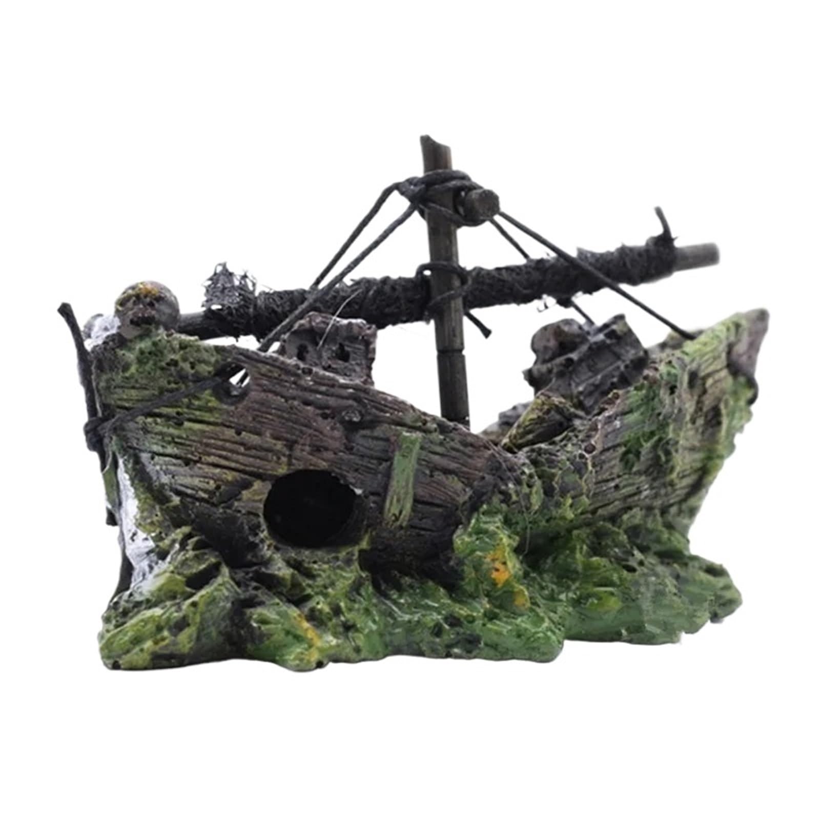 AYWTIUN aquarium ornaments Resin Aquarium Ornament Wreck Sunk Ship Landscape Sailing Boat Cave Fish Playing Tank Decoration Accessories