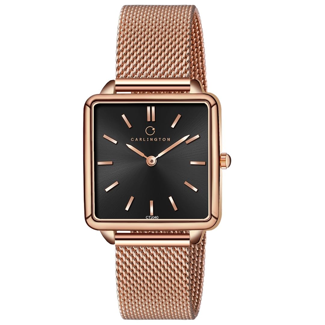 Iconic 2040 Analog Ladies Watch with Premium Mesh Chain, Scratch-Resistant Dial, and Water-Resistant Body – Square Dial Watches for Women and Girls-image-22