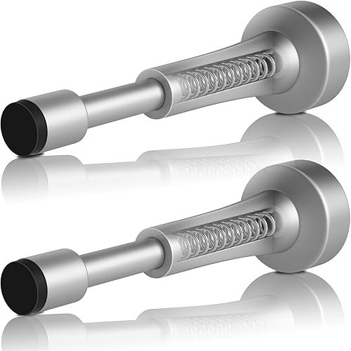 2 topes de puerta de resorte para pared, tope de puerta de 4.33 pulgadas para parte inferior de la puerta, tope de puerta de aluminio con punta de