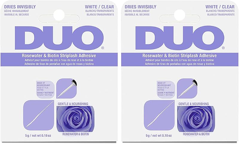 DUO Rosewater Biotin Strip Lash Adhesive Eyelash Glue Clear, 0.18 oz 2 Pack