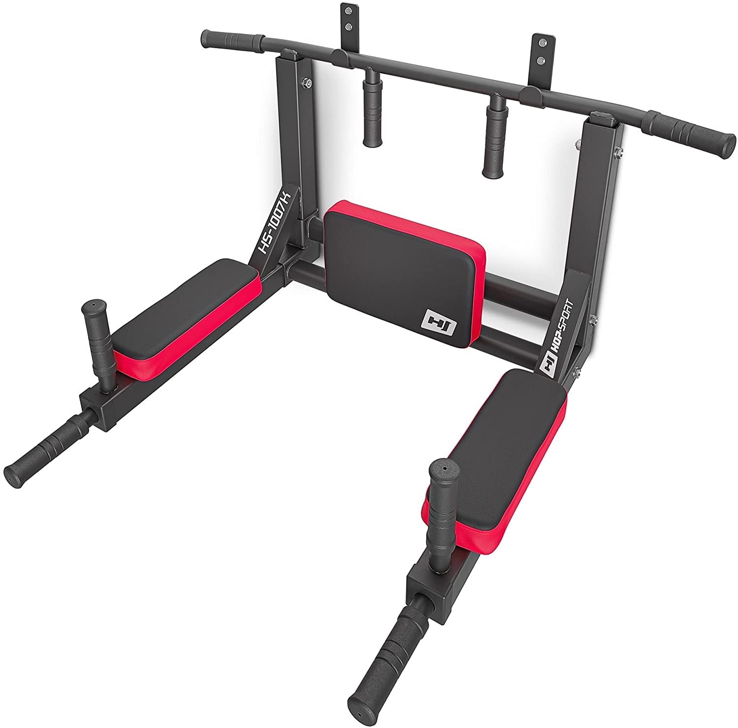 Hop-Sport Klimmzugstange & Dip-Station zur Wandmontage, Multifunktionales Trainingsgerät, Reckstange Indoor, Dip Barren, Trizeps Trainingsgerät, 120 kg Max. Belastbarkeit