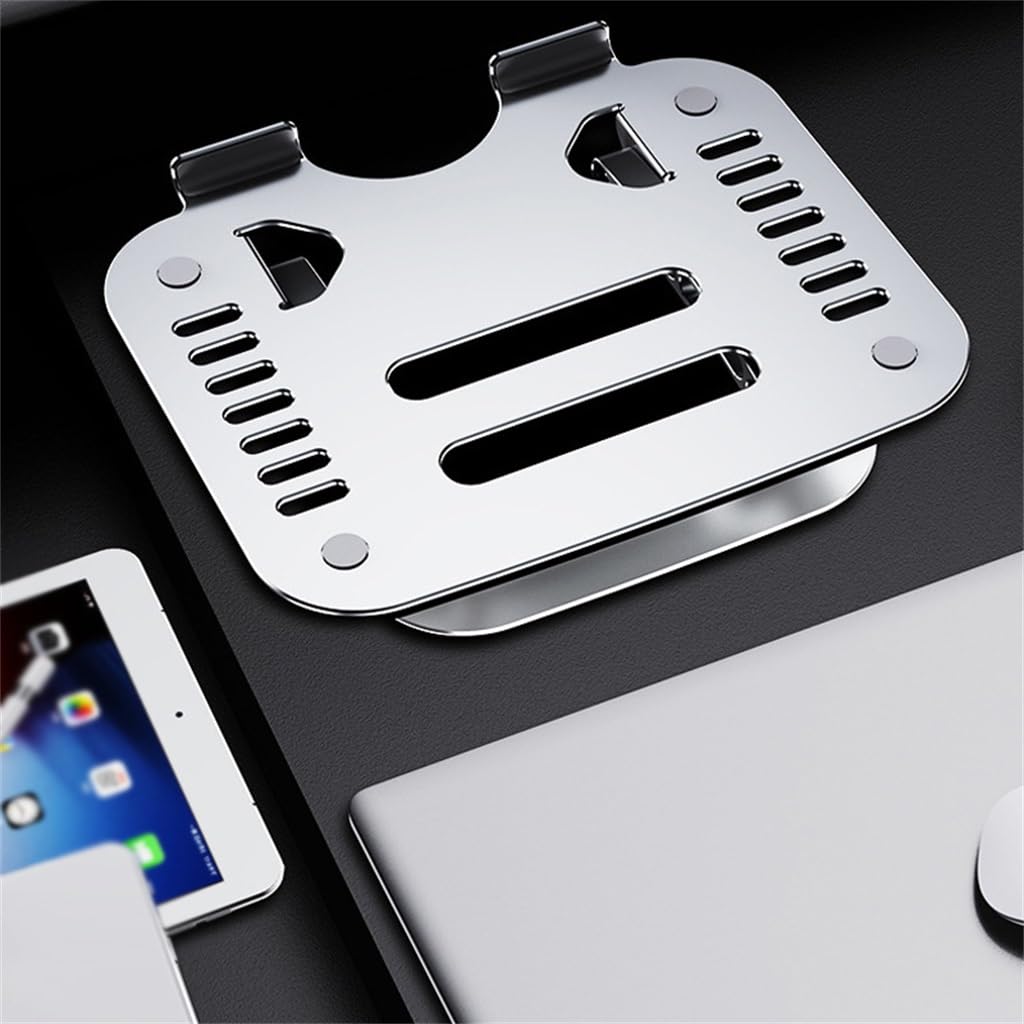 Laptop Tablet Aluminum Alloy Silver Adjustable Desktop Stand Is Easy to Fold and Store