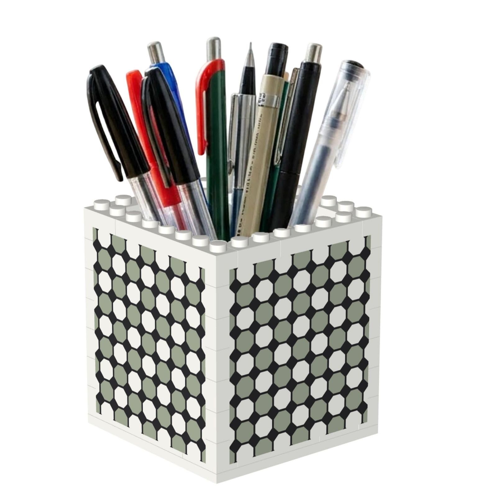Poadnly Seamless Octagonal Patterns, Pen Pot Pencil Holder for Office Home School, Compact Desk Organiser for Office Stationery