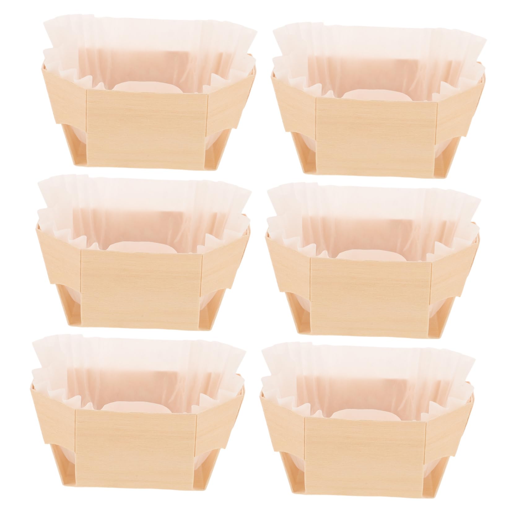 OKUMEYR 1set Wooden Bread Baking Pans Versatile Paper Loaf Molds for Muffins Cakes and Treats for Toast Pastry and Bakery Use Includes Paper Liners