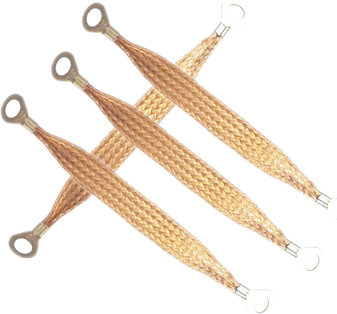 Flat Braided Bare Copper Grounding Straps/Flexible Braided Copper Earth Bonding Wire / 4PCS (12" Length x 1/2" Width/1PC)
