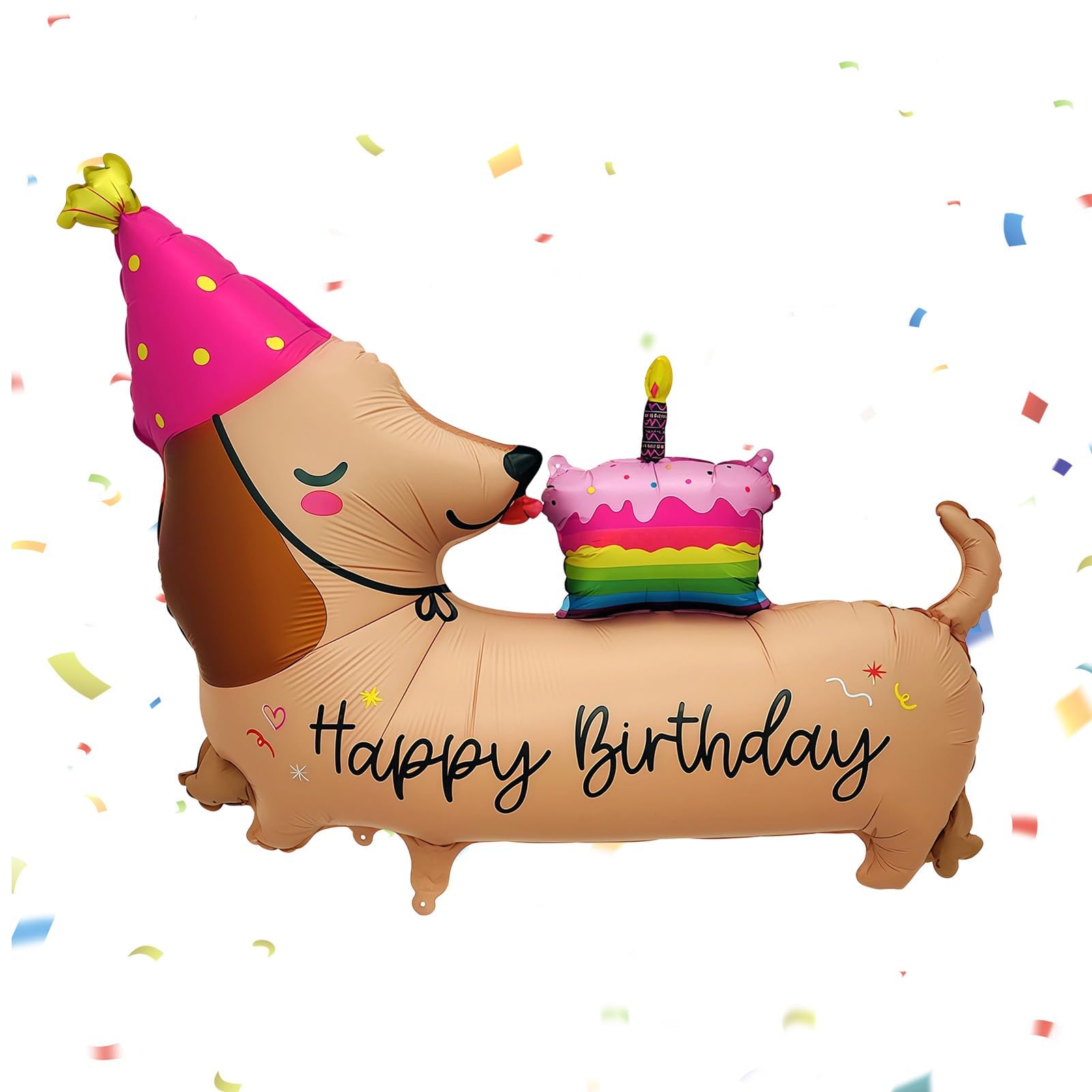 XXL Dackel Ballon, Dachshund Balloon Happy Birthday, Welpe Folienballons, Ballon Hunde Geburtstag Deko, Helium Ballon Tier, Hundeparty Kindergeburtstag Deko Mädchen Junge